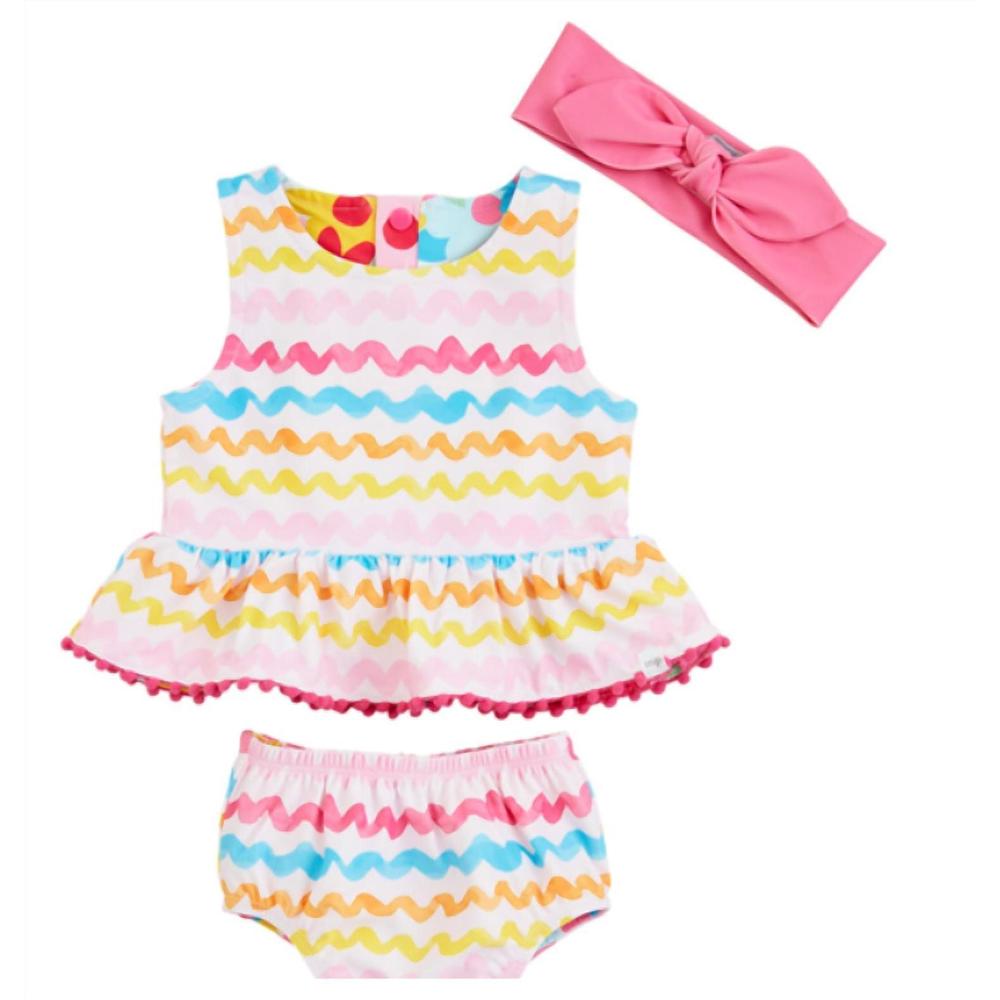 NEW MUDPIE girl's rasrainbow reversible swim suit in pink
